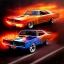 Placeholder: The general Lee car dodge charger, by drew struzan, epic lighting, highly detailed, twilight