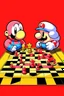 Placeholder: Super Mario playing chess against kirby.