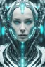 Placeholder: portrait of futuristic bionic kyborg woman, front view, symetrical photo, luminescent synthesis, biopunk, sci-fi, intricate details, light abstract blur background, white, cyan reflections, --ar 3:4 --style raw --stylize 350 --v 6