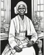 Placeholder: Outline art for coloring pages with Sojourner Truth, white background, sketch style, only use black outline, white background, no shadows and well and clear outline