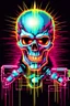 Placeholder: Skull being electrified, 80s airbrush artwork style, bright colored retro ... pixel art 16bit retro style ..