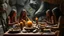 Placeholder: A stone-age feast, Paleolithic banquet, stone utensils, Neanderthal women, award-winning photograph, exquisite detail and realism