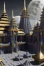 Placeholder: A medieval fantasy scene of the exterior of the Temple of the moon goddess in a small city surrounded by other buildings. mood lighting, intricate, epic, highly detailed body, unreal engine, 8k resolution, ultra photo-realistic, highly detailed render, denoised, sharp, crisp, high quality, medieval fantasy