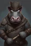 Placeholder: Portrait of a Hippo Rogue for dnd blue gray skin