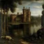 Placeholder: A factory near a lake painted by Leonardo da Vinci