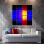 Placeholder: Hyper realistic piet mondrian stained glass window with lead, 4k, sunny day outside, reedglass, ambient glow