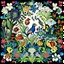 Placeholder: Illustrate a vibrant garden blooming with diverse flora and fauna, representing creativity and inclusivity. Show different species of plants and animals coexisting harmoniously, symbolizing the value of diversity and inclusion in fostering creativity. Rosemaling style