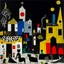 Placeholder: A black village in a shadow realm painted by Joan Miro