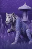 Placeholder: A 🐊+🐯+🐆 from ancient times. Decorated with solid bones resembling a blue tattoo. It is located on a field of purple patterned grass. Space white. Minute detail, high quality.