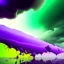 Placeholder: a texture of a beautiful clear sky violently exploding and raining dirty and grey hues of purple, green, and brown that muddy the sky, surreal, dreamlike