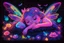 Placeholder: black light art neon colors cute sleeping fairy