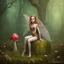 Placeholder: A portrait of a Little fairy woman with green skin and red long hair, sitting under the large Amanita muscaria mushroom in the magic forest, concept art, dark fantasy style, dark and spook, illustration, digital art, d&d, very cute,Masterpiece, best quality, sharp line, sharp focus, rear view : digital painting extremely detailed fantasy beautiful award winning high definition colourful very cute ,correct ai auto settings.