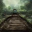 Placeholder: an abandoned train on tracks overgrown by nature with large puddles of water flooding part of tracks, 8k resolution, high-quality, fine-detail, intricate, digital art, detailed matte, volumetric lighting, illustration, 3D octane render, brian froud, howard lyon, selina french, anna dittmann, annie stokes, lisa parker, greg rutowski