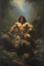 Placeholder: Tarzan, King of the Jungle - oil painting by Rembrandt, Frazetta, Boris, Brom, Julie Bell, Michelangelo, Caravaggio, Gilbert Stuart