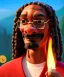 Placeholder: Snoop Dogg, cigar with dollars burning, jungle background, hyper realistic