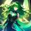 Placeholder: girl, masterpiece, best quality, volumetric lighting, dynamic pose, detailed outfit, perfect eyes, green hair, green eyes, messy hair, hair in between the eyes,