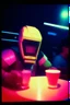 Placeholder: Depressive robocop night tokio drinks neon, clown party, fugifilm polaroid