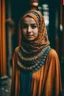 Placeholder: Seorang gadis ber jilbab pashmina, berpakaian busana muslim