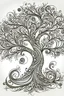 Placeholder: Whimsical tree with swirling branches line art with space