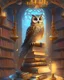 Placeholder: An enchanted library filled with floating books, magical scrolls, and a wise old owl perched on a golden stand.