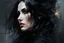 Placeholder: muscular stunning tall russian woman 35yo with long black hair wearing black platform shoes and all black :: dark mysterious esoteric atmosphere :: digital matt painting with rough paint strokes by Jeremy Mann + Carne Griffiths + Leonid Afremov, black canvas, dramatic shading