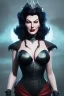 Placeholder: Ava Gardner as evil queen in black leather, busty, cleavage, curvy, angry, stern look. character design by cory loftis, fenghua zhong, ryohei hase, ismail inceoglu and ruan jia. unreal engine 5, artistic lighting, highly detailed, photorealistic, fantasy