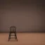 Placeholder: on a vast stage, under the spotilght, a small empty wooden chair