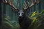 Placeholder: Black Shadow symbiote in 8k realistic anime e drawing style, close picture, Deer them, neon color, antlers deer, intricate details, highly detailed, high details, detailed portrait, masterpiece,ultra detailed, ultra quality
