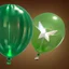 Placeholder: High resolution photographed inflated green star shaped foil balloon