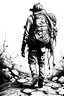 Placeholder: trekking person about its 35 years with backpack ink splot