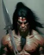 Placeholder: human berserker meaty black hair longsword