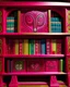 Placeholder: A magenta psychic library with a cyclops designed in Kuna Molas painted by Edgar Degas