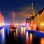 Placeholder: Fantasy city, cove, dock, night, large