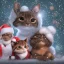 Placeholder: Cute cat and cute mouse celebrate christmas Merry christmas friends who celebrate