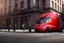 Placeholder: A Tesla 'Semi' (semi truck) is parked, near the building of the 'Friends' series in New York. (CINEMATIC, WIDE ANGLE LENS, PHOTO REAL)