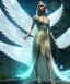 Placeholder: A crystalised queen, atmospheric, realistic, unreal engine, cinematic lighting, octane render, transparent long dress, blonde, full body, wings