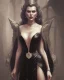 Placeholder: old evil queen in black leather gown, femme fatale, volouptous, busty, cleavage, angry, emperious, 8k resolution concept art portrait by Greg Rutkowski,