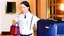 Placeholder: hotel employee looking suspicious stealing someone's baggage