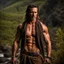 Placeholder: Handsome and muscular 40 year old shirtless mountain man, dark fantasy