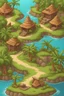 Placeholder: The back side of a card for events in a game based on a tropical inhabited island. fantasy cartoon style.