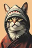 Placeholder: cat with shark mask hat solana japanese style in the style of warhol