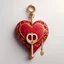 Placeholder: Valentine's hearts in red with a golden key on a white background