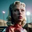 Placeholder: Ultra Realistic retro sci-fi movie explosion Supermarket parking people scene, 1960 year, waist up view portrait, 1 blonde women, sweet scarlet Johansson face, perfect iris, glow eyes, face makeup, tight latex coat. many people looking, Retro sci-fi style, soft color, highly detailed, unreal engine 5, ray tracing, RTX, lumen lighting, ultra detail, volumetric lighting, 3d, finely drawn, high definition, high resolution.