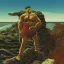 Placeholder: a landscape illustration of a barbarian warrior on a cliff overlooking the sea by Richard Corben