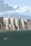 Placeholder: A cliff by the sea, greyscale