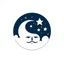 Placeholder: Logo, vector, clean, circle logo with a face looking up at the moon clouds and stars