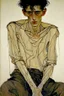 Placeholder: painting of a figure with the life-filled void of an empty existence, egon schiele masterpiece