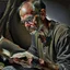 Placeholder: man reading, painting, portrait, highly detailed