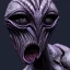 Placeholder: Scary humanoid alien with dark rough skin with scales, concept art, hyper realistic, photorealistic