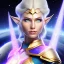 Placeholder: cosmic mage, elf, female, battle mage, epic, cosmic magic, long ears, white hair, face details, pale skin, jewellery, broad shoulders, sharp ears, cosmic clothes, cosmic eyes, ears shown, light out of eyes, the cosmos in eyes, stars in eyes, shining eyes, non human face, thin face, animation, detailed ears, magical eyes, non realistic, closed mouth